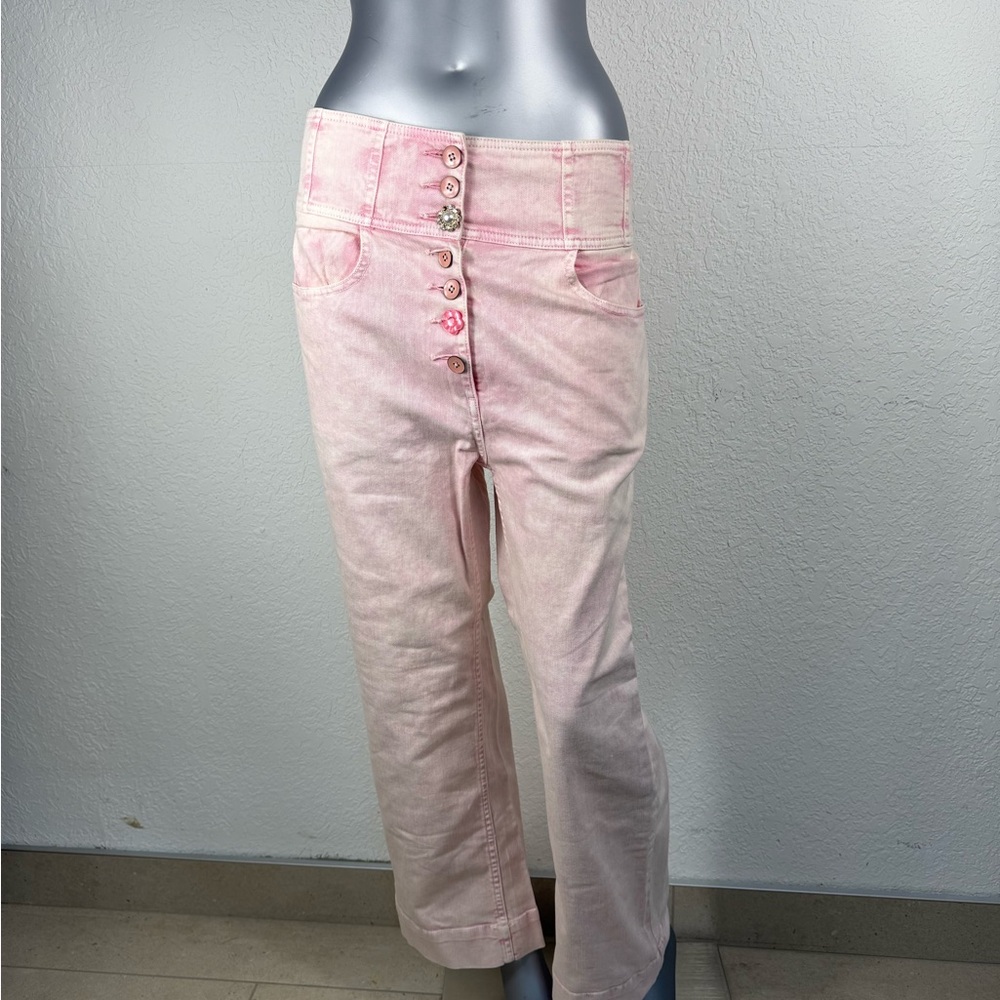 Ulla Johnson Blush Pink Button-Accent Jeans super cool brand new sz 10